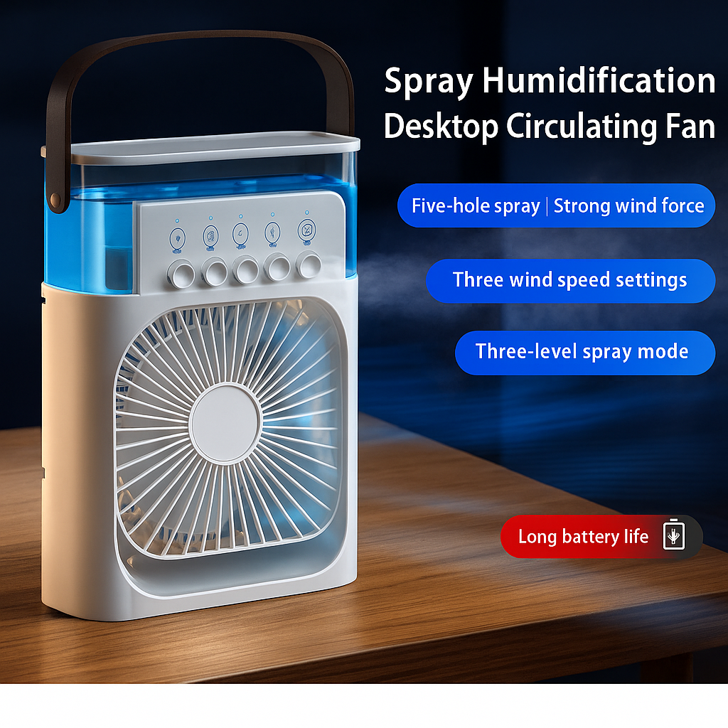 Portable Mist Fan with Water Cooling – USB Rechargeable & Quiet 💧